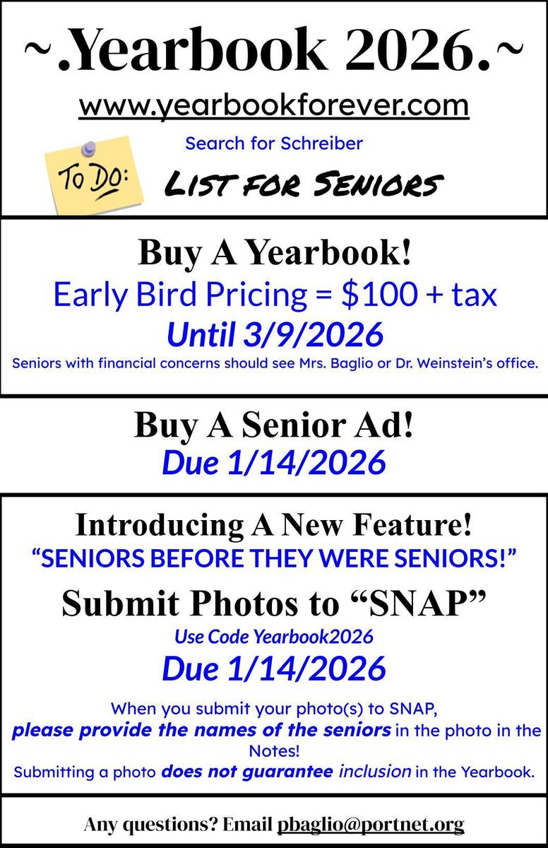 Yearbook 2026 Senior To Do List