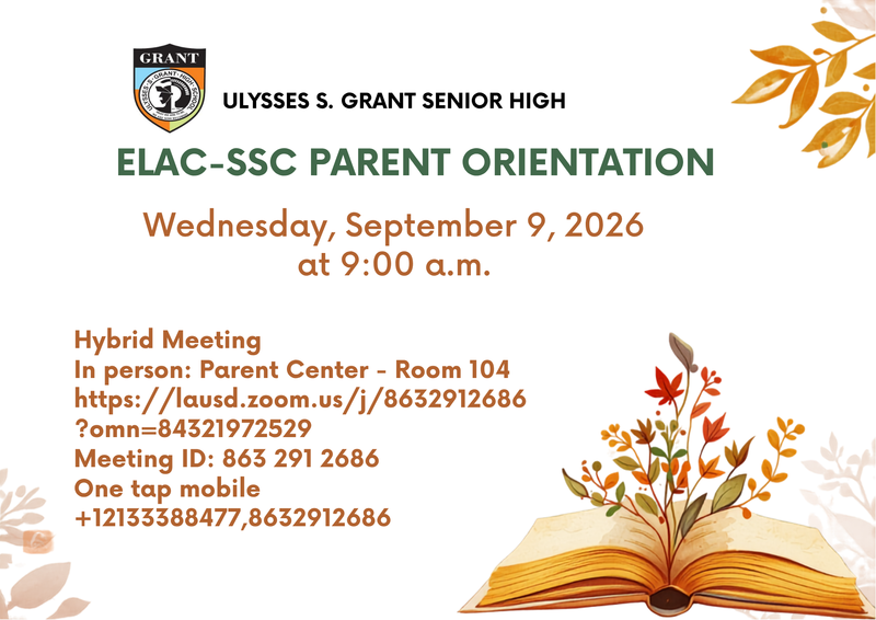 ELAC & SSC Parent Orientation | Wednesday, September 9, 2026 at 9:00 a.m. Featured Photo