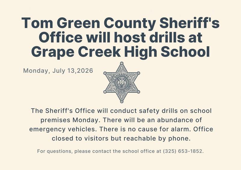 TGC Sheriff’s Department to hold drills at High School Featured Photo