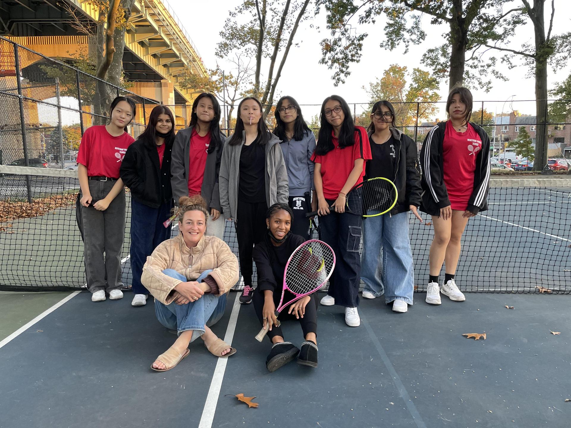 Girls Tennis Team Members gathered