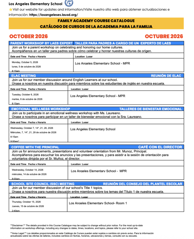 October Course Catalogue