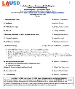 School Site Council Meeting (SSC)