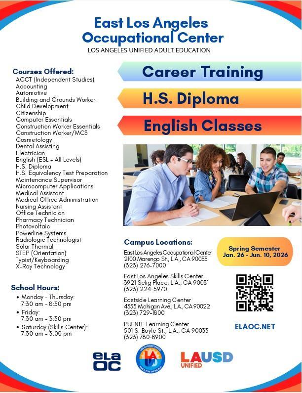 Spring Semester Starts Jan. 26, 2026!