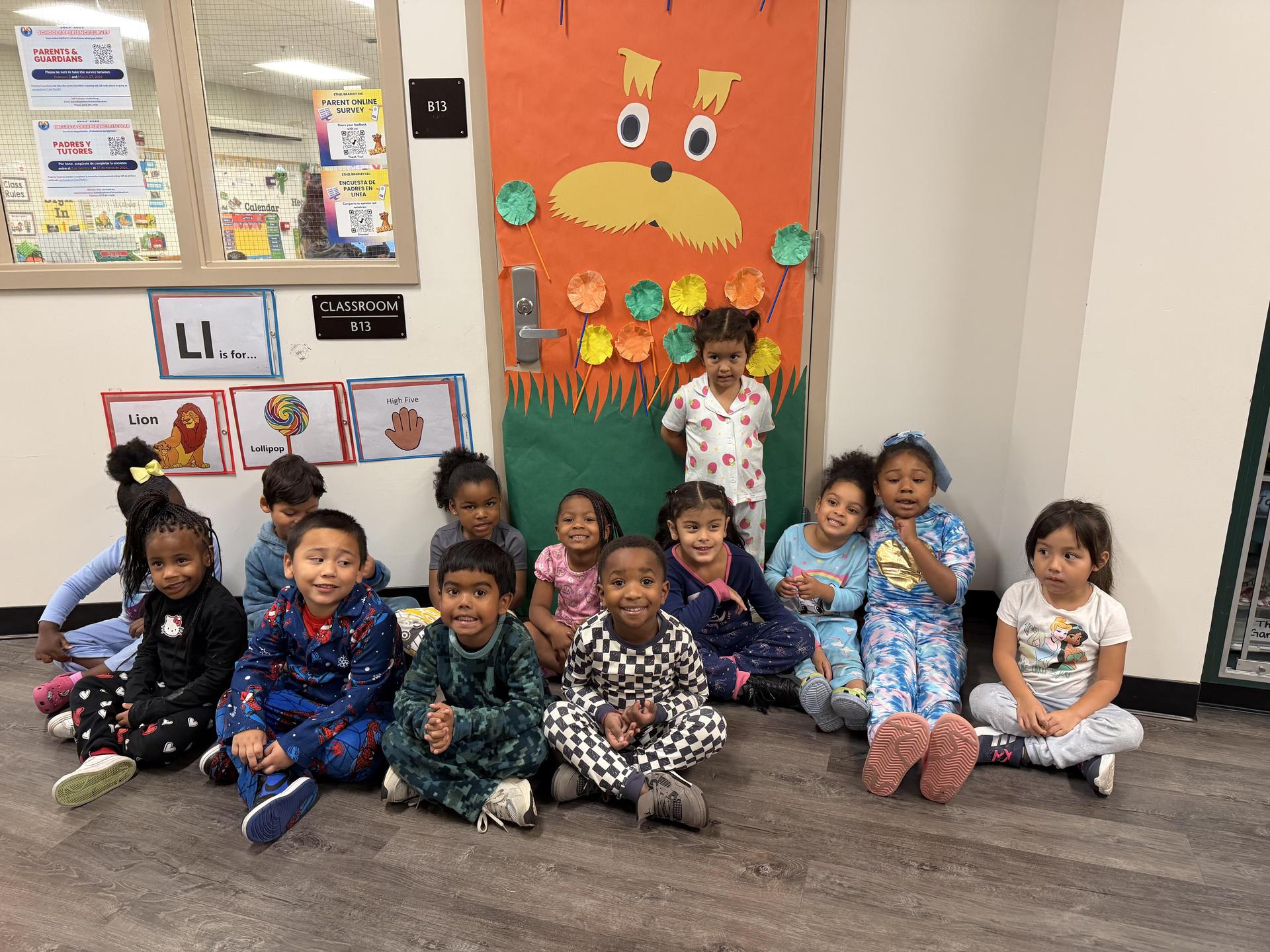 kids in front of door