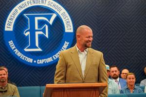 Joel speaks to the school board during the March 2026 meeting.