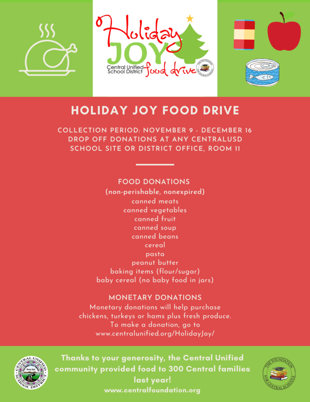 Holiday Joy Donation Flyer
