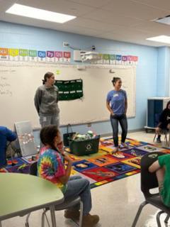 Students learning about recycling