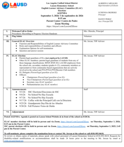 ELAC AGENDA