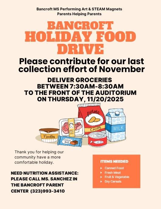 Parents Supporting Parents Food Drive Flyer