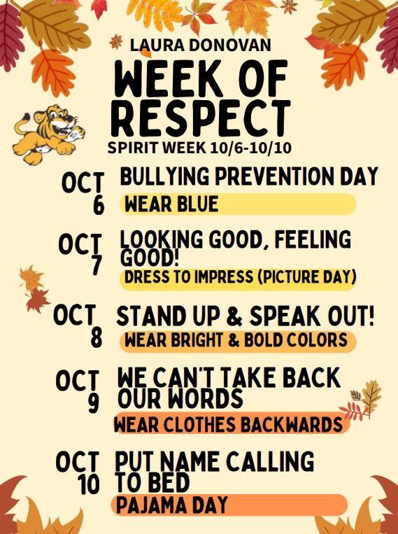 10/6-10/10 Week of Respect Spirit Days!