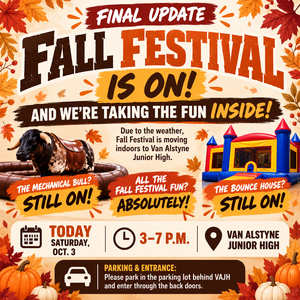 Flyer confirms Fall Festival moving indoors to VAJH