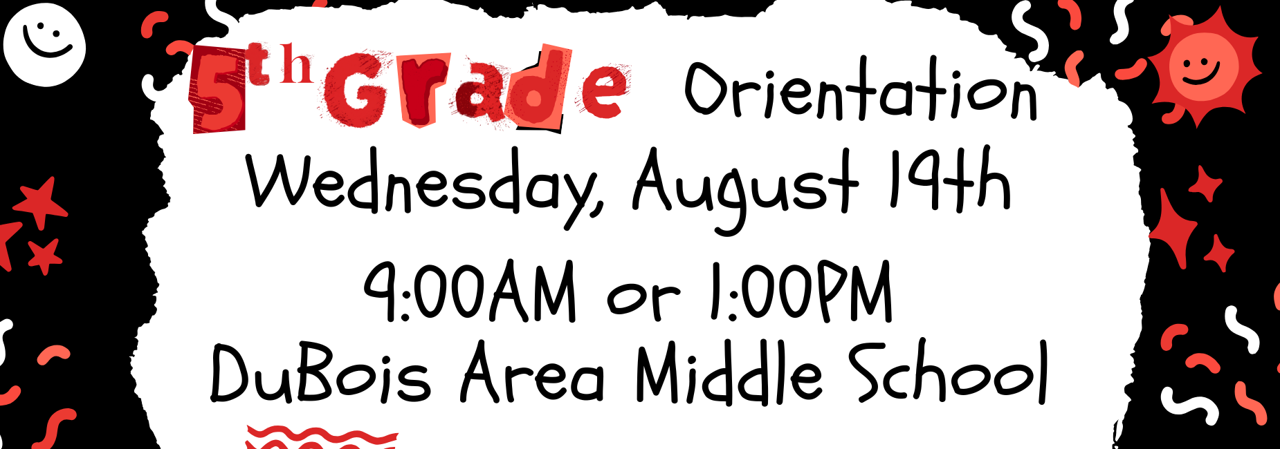 5th grade orientation details for DuBois Area Middle School.