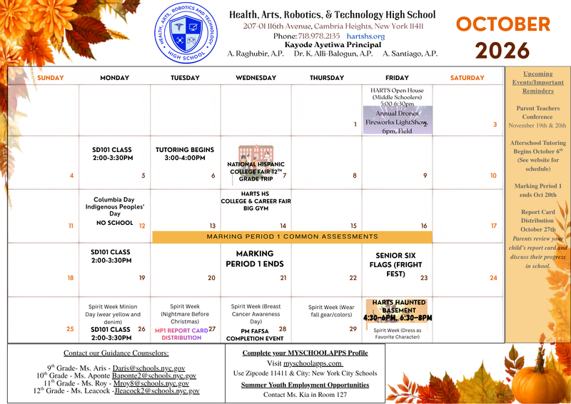 OCTOBER CALENDAR