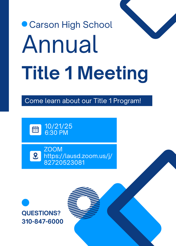 Annual Title 1 Meeting/Anual Reunion del Titulo 1 10/21/25 6:30PM