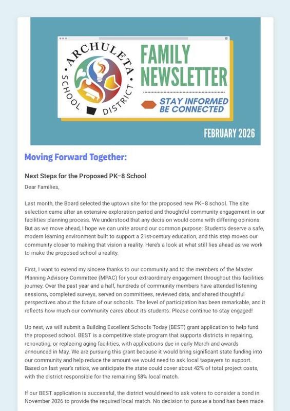 Screenshot of the Feb newsletter