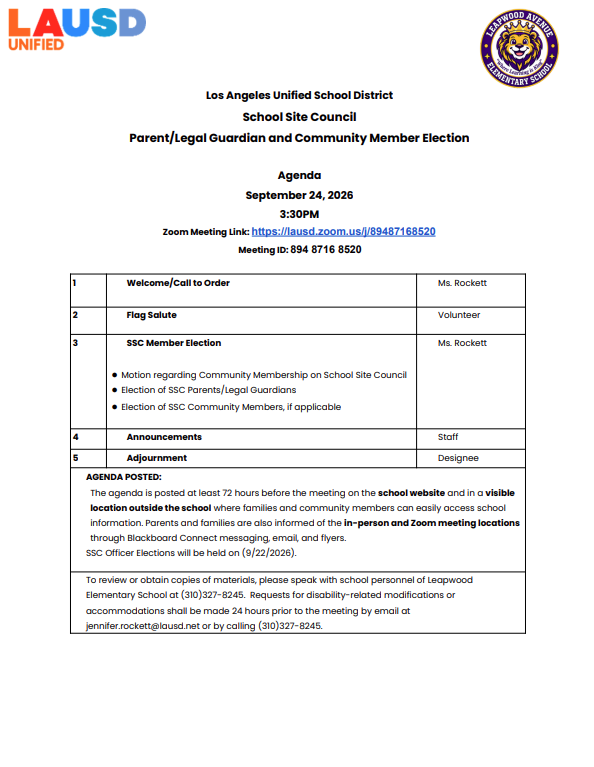 SSC agenda