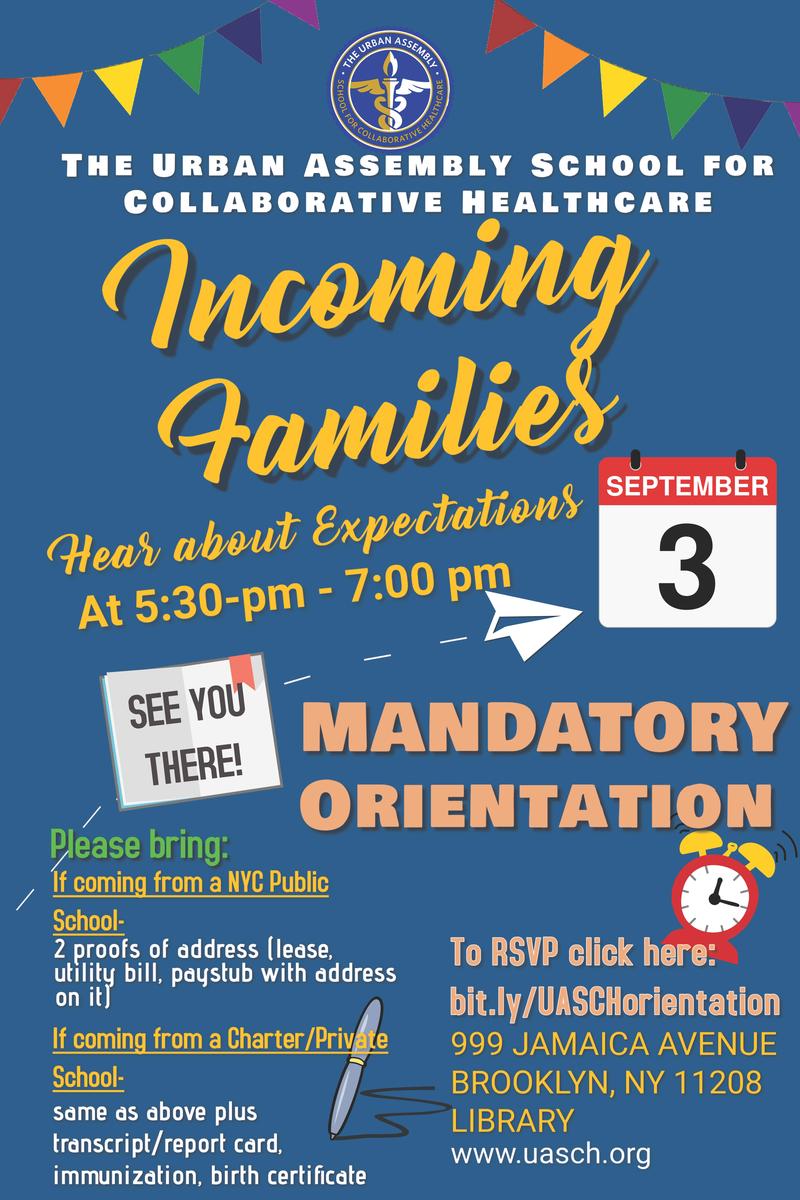 Mandatory Family Orientation on September 3, 2026