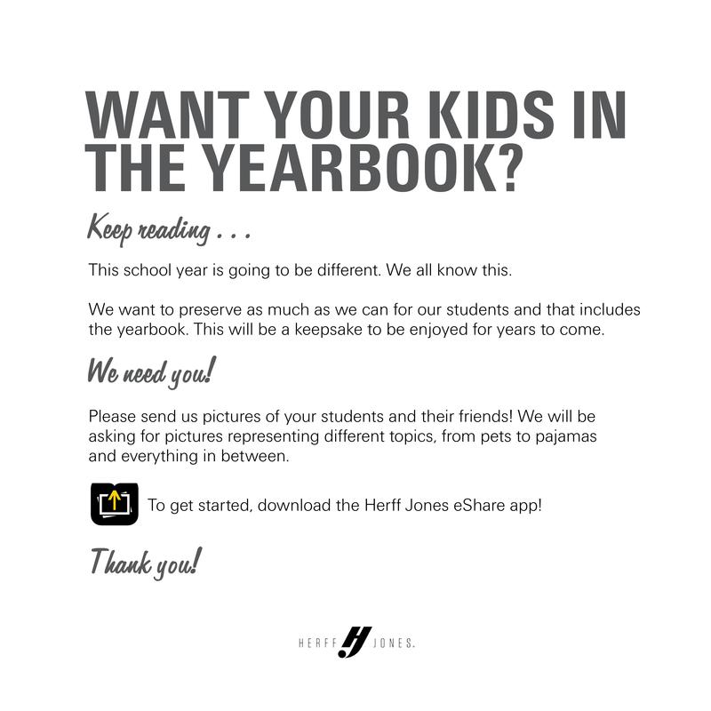 flyer with text giving information on how to upload pictures for consideration in the yearbook