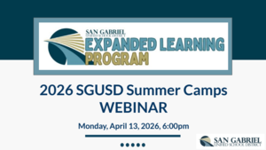 Webinar announcement for 2026 SGUSD Summer Camps program.