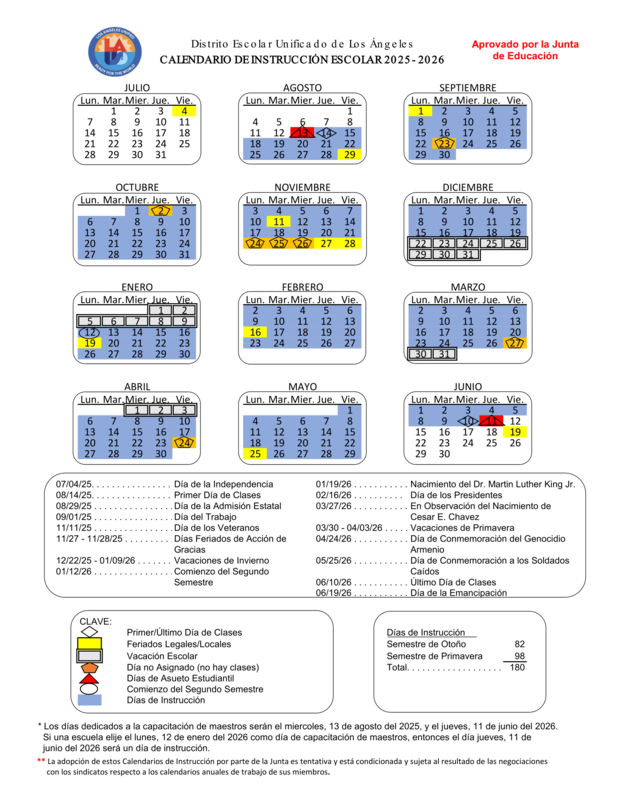 Calendario de 2025-2026