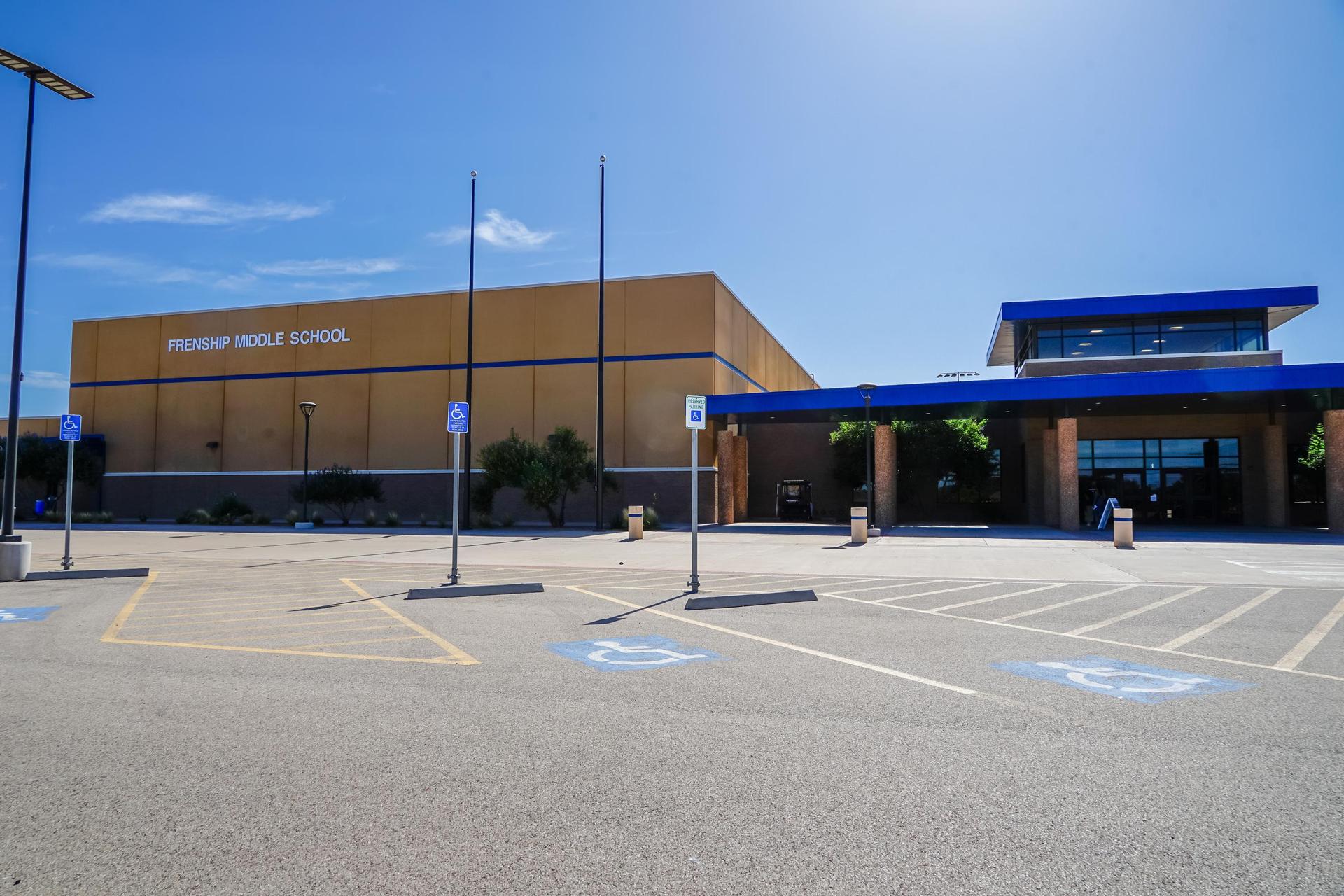 Exterior photo of the new Frenship Middle School building