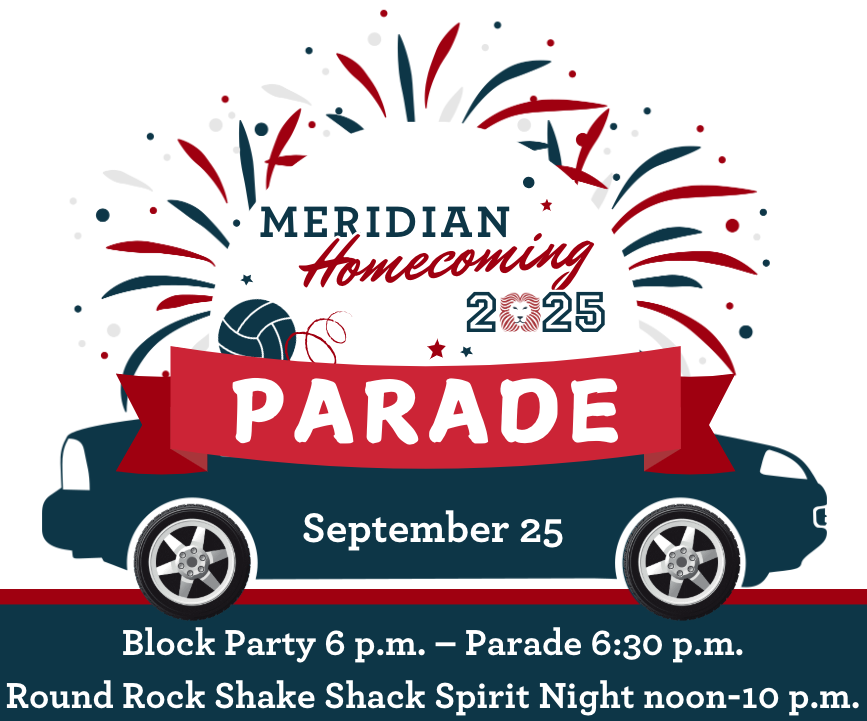 Homecoming Parade car and celebratory graphics. Sept. 25 at 6:30