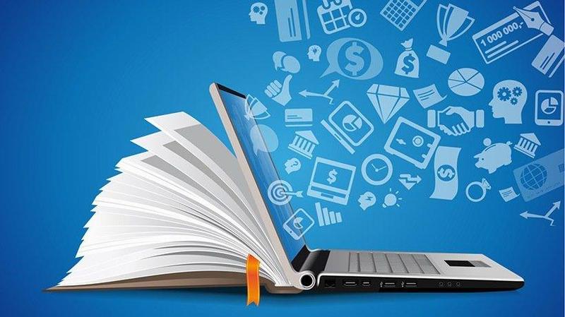 computer and book