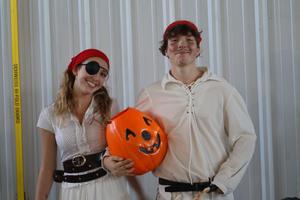 Student volunteers dressed up a pirates