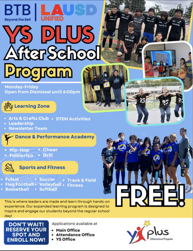 BTB YS Plus After School Program Flyer