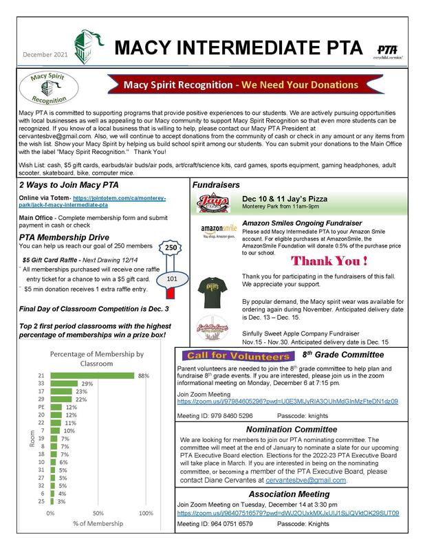 PTA December Newsletter