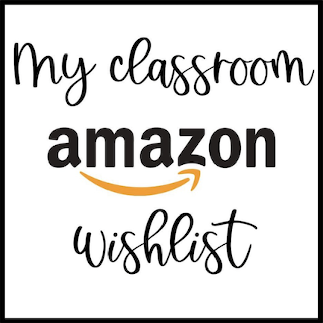Text design featuring 'My classroom Amazon wishlist'.