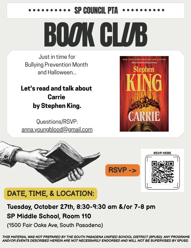 South Pasadena Council PTA Book Club - Oct. 27 Featured Photo