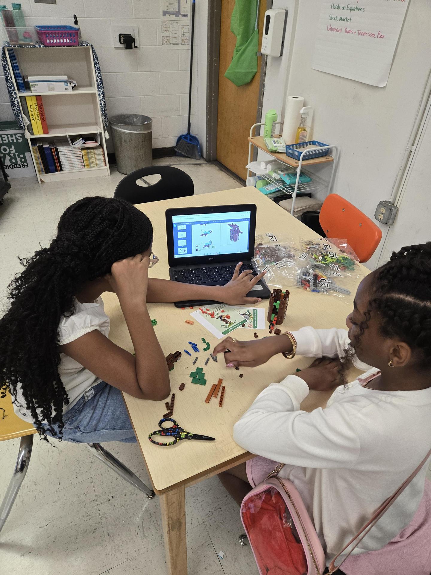 students working on robotics