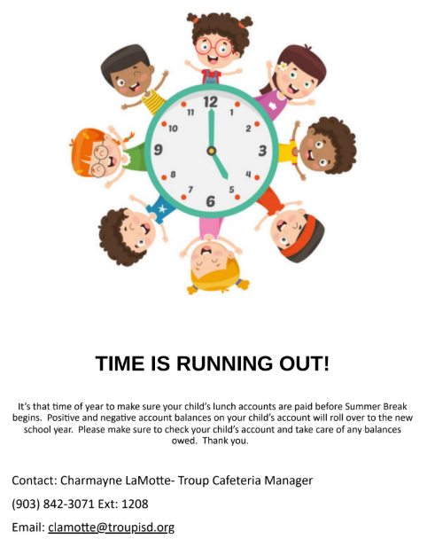 cafeteria reminder to pay accounts