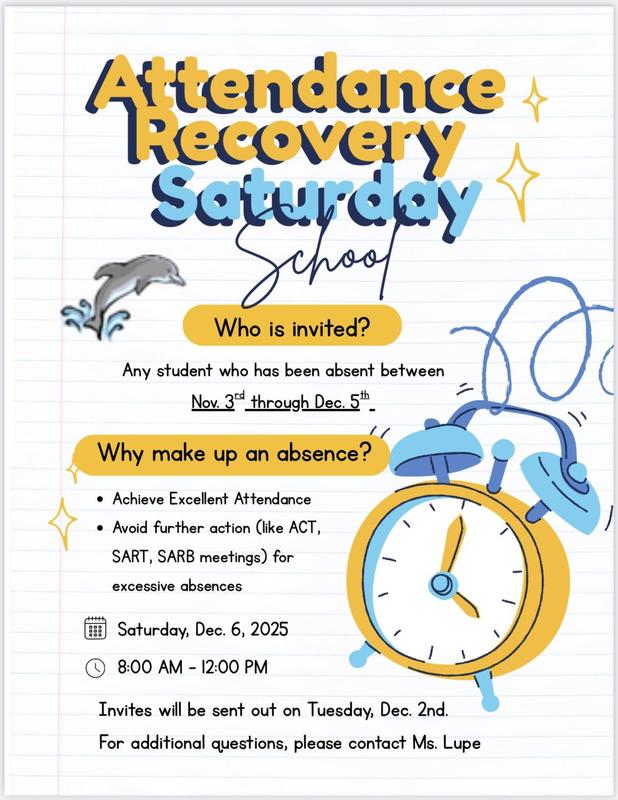 Attendance Recover Saturday School, December 6
