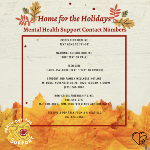 Mental Health Resource Contact Numbers for the Holidays