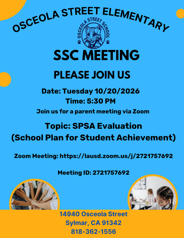 SSC Parent Meeting October 20, 2026