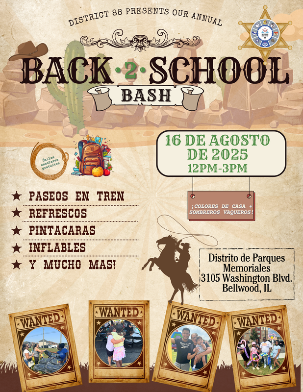 25 B2S Bash Flyer in english on August 16 2025 at memorial park district in bellwood
