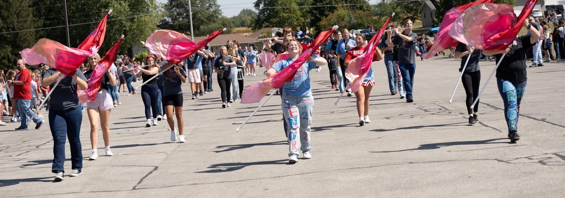color guard front view in parade