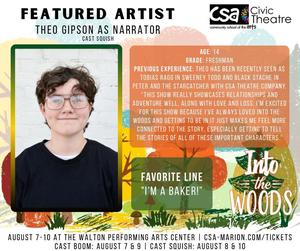 promo graphic - CSA Civic Theatre Into the Woods 2025 artist profile - Cecilia Hancock