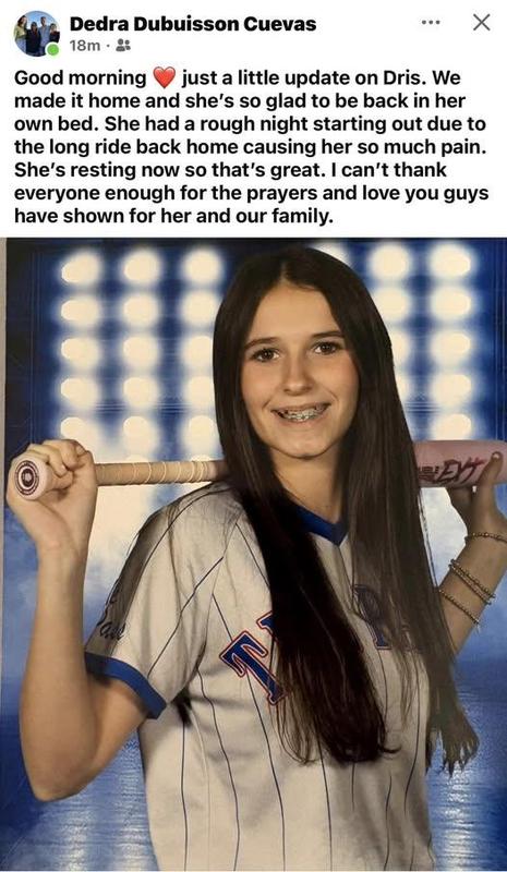 During a recent horse riding competition, Dristalyn had a serious accident that involved a back injury.