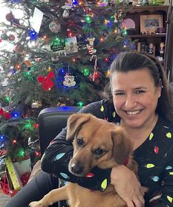 Mrs. Kahane with her pawfect pal.