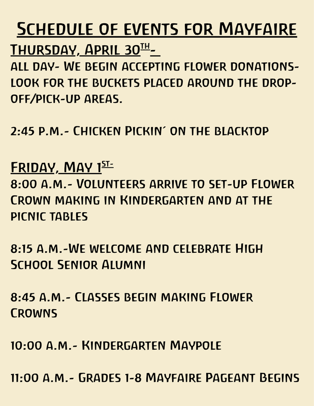 Mayfaire Schedule of Events
