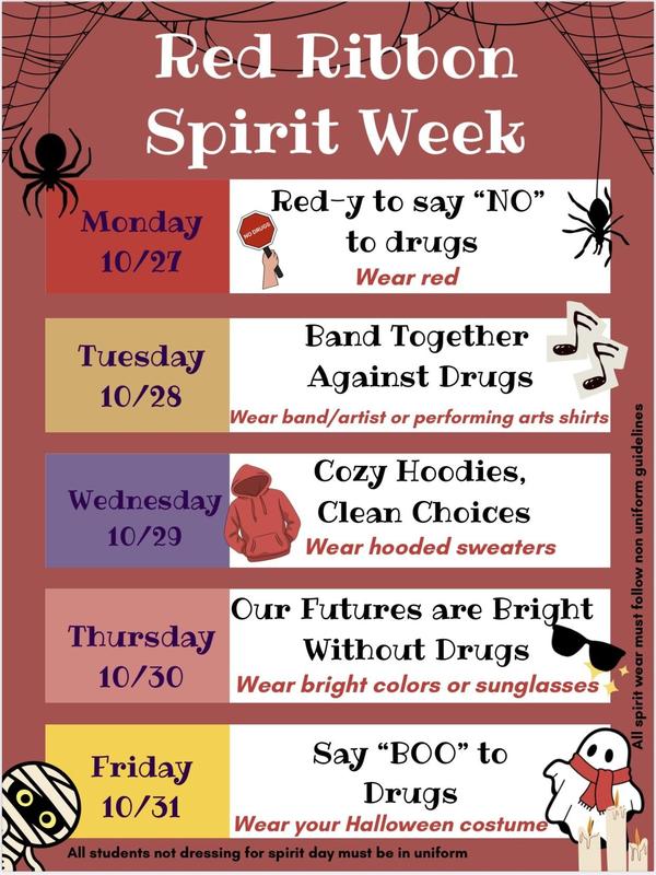 RED RIBBON SPIRIT WEEK IS 10/27-10/31