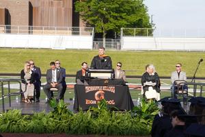 TKHS Assistant Principal Jeff Dock speaks at graduation.
