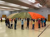 Parachute fun in PE