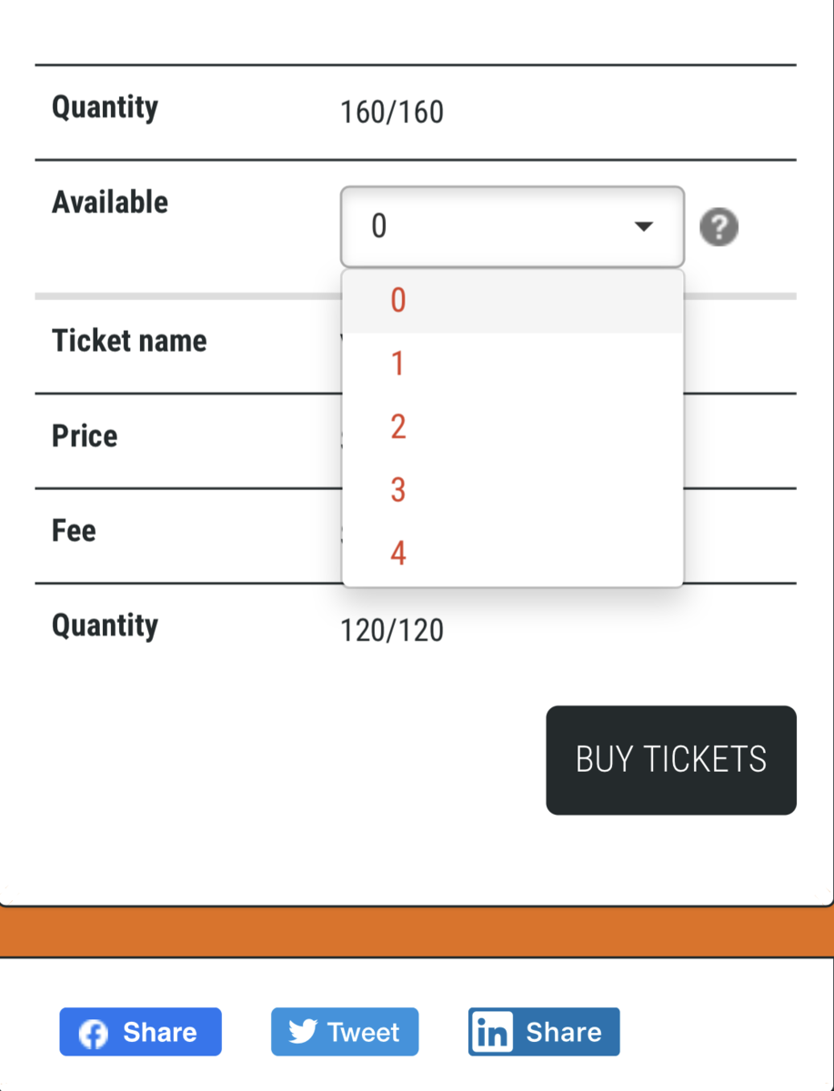 select number of tickets