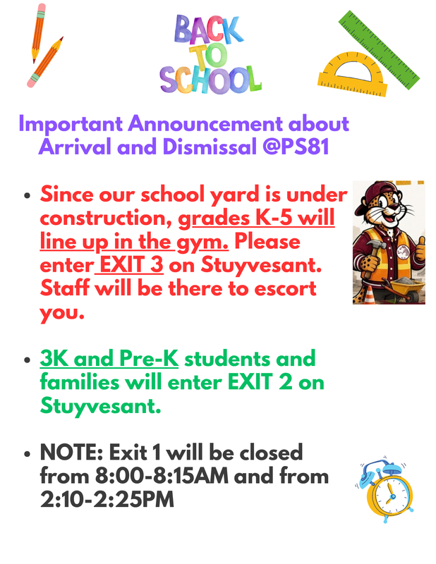 P.S. 81 Student Arrival and Dismissal