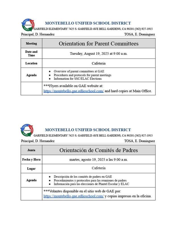 Orientation for Parent Committees flyer