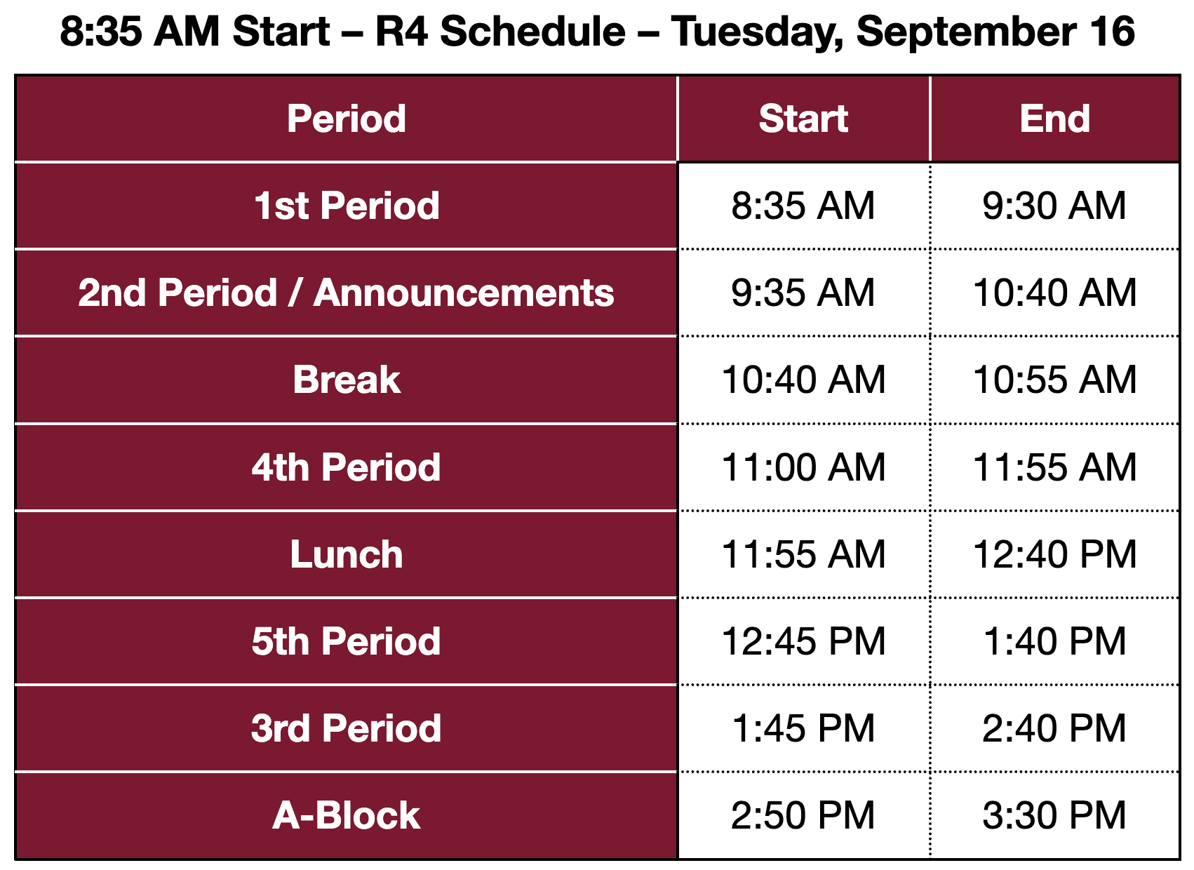Bell Schedules Image